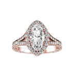 Marquise Natural Diamond Bridal Ring — down
