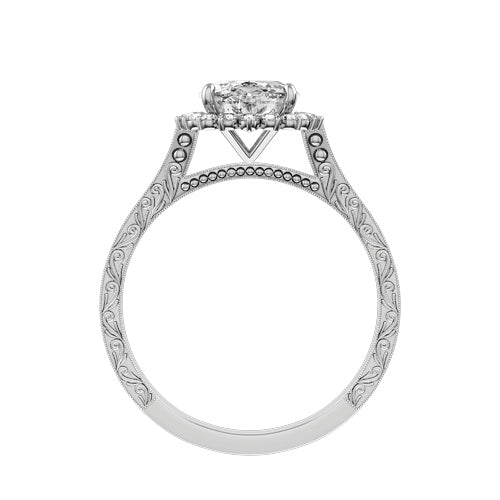 Oval Natural Diamond Bridal Ring — front